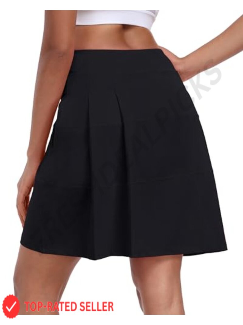 Pleated Back Tennis Skort High Waist Athletic Skirt with Pockets for Golf